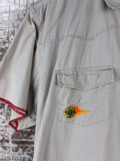 Mens Vintage Batistini Beige Western Button Up Shirt