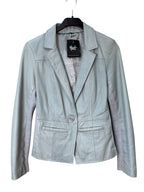 Pastel Blue Leather Blazer Jacket