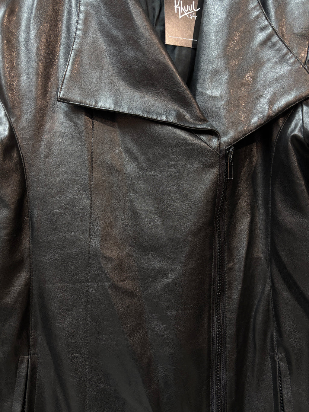 La Rose Faux Leather Asymmetric Zip Jacket