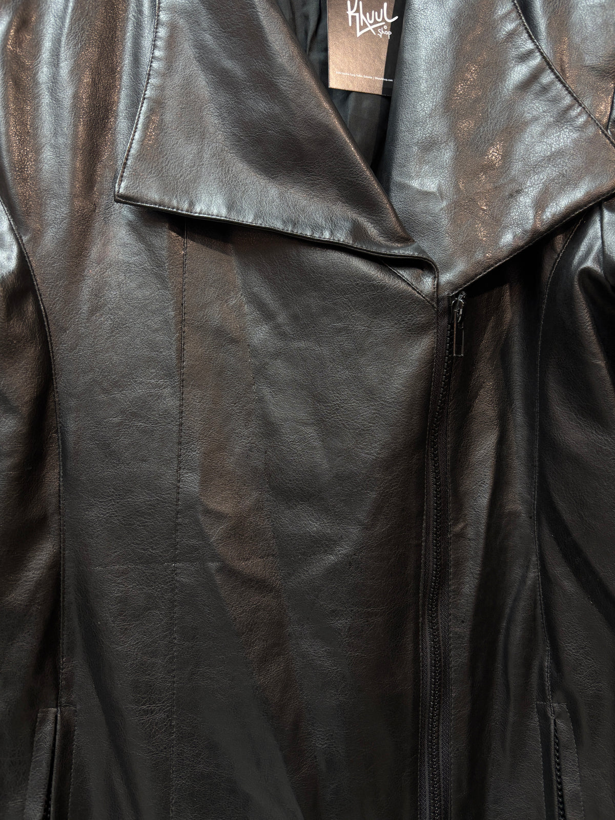 La Rose Faux Leather Asymmetric Zip Jacket