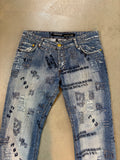 Cipo &amp; Baxx Blue Graphic Embroidered Denim Jeans