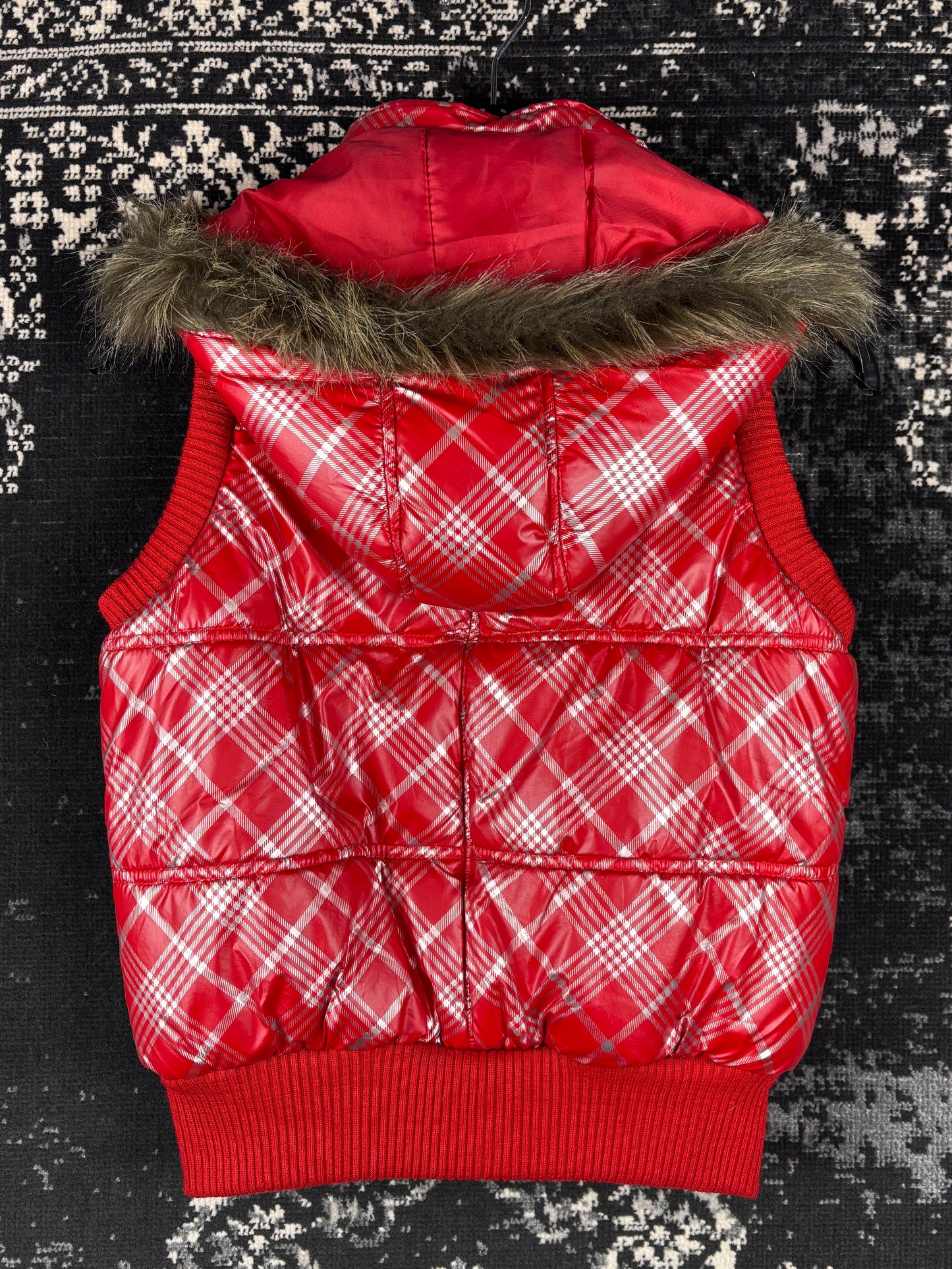Women's Y2K Delir Red Plaid Puffer Vest