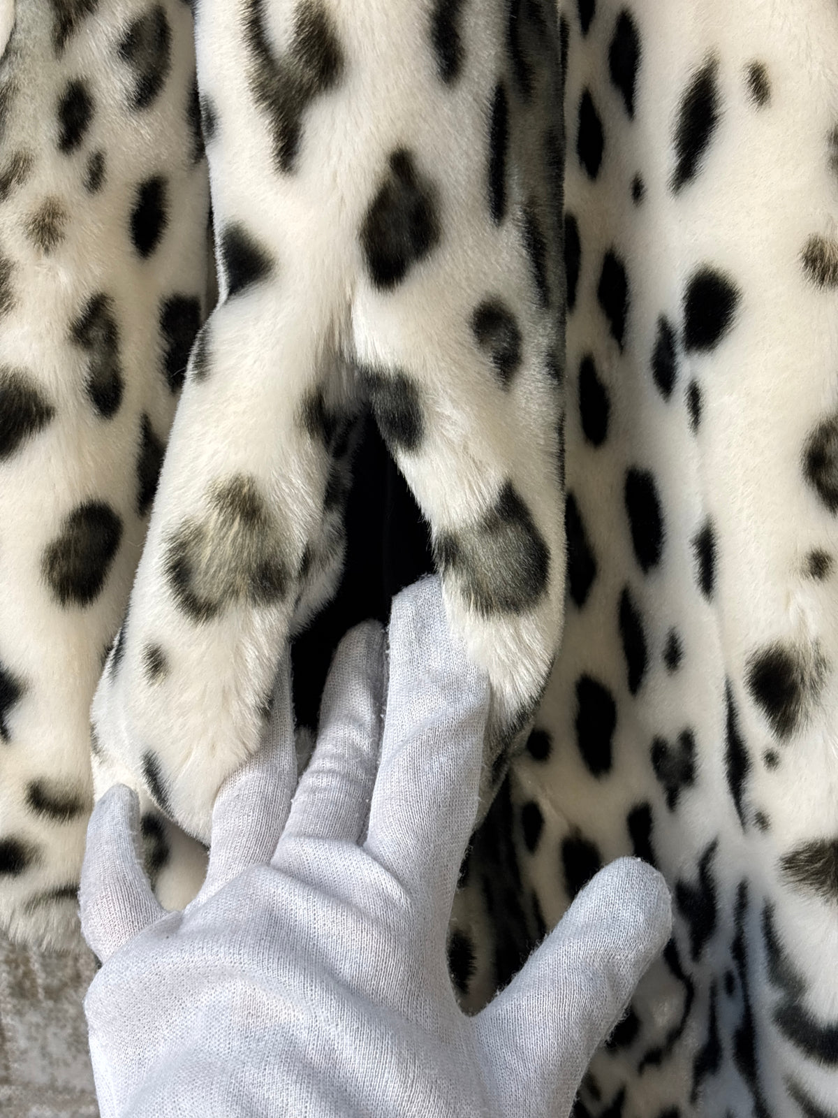 Tissavel Snow Leopard Faux Fur Coat