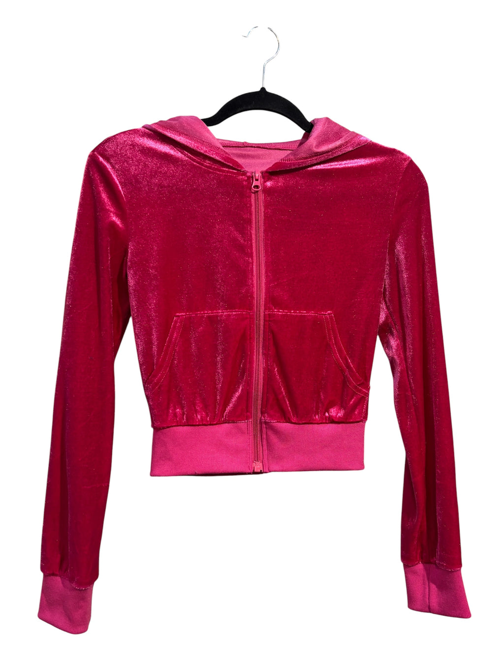 Y2K Metallic Velvet Zip Hoodie