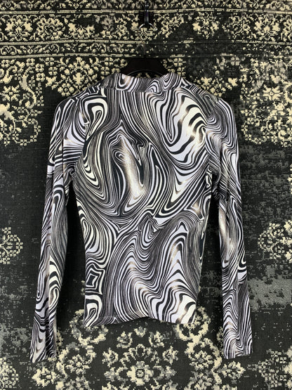 Women's Vintage CHR Zebra Print Long Sleeve Top