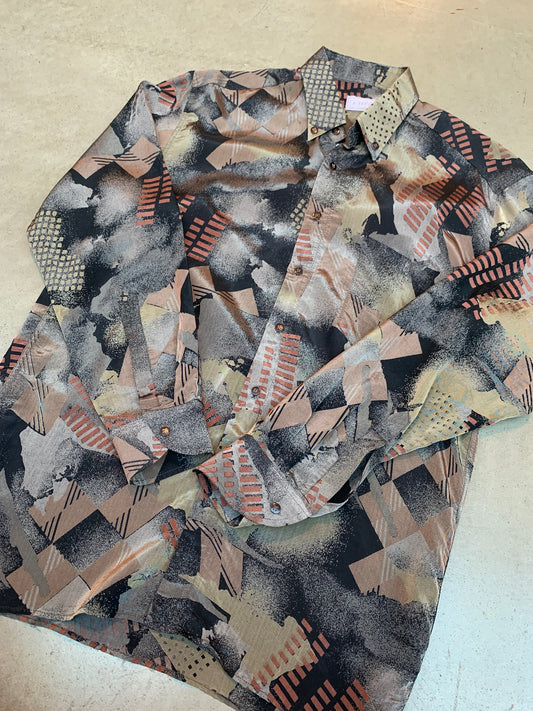 Gianni Versace Colorful Pattern Long Sleeve Button Up Shirt