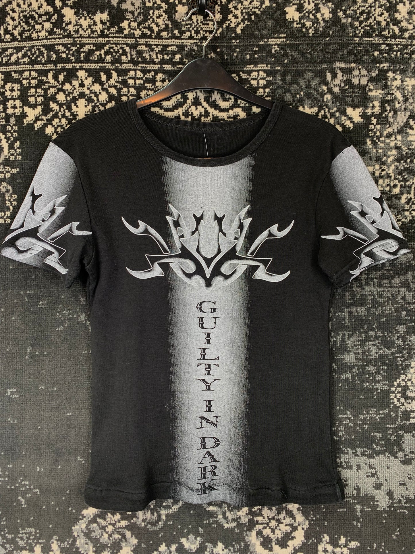 Women's Y2K Guilty In Dark Tribal Graphic Tee
