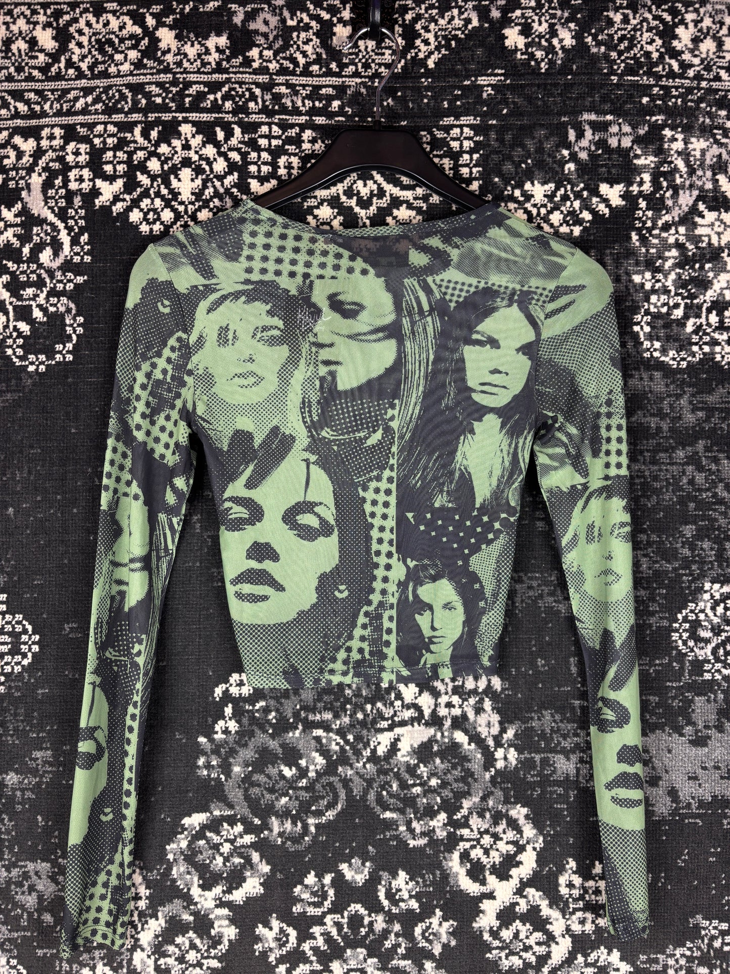 Women's Green Y2K Vibe Longsleeve Mesh Top