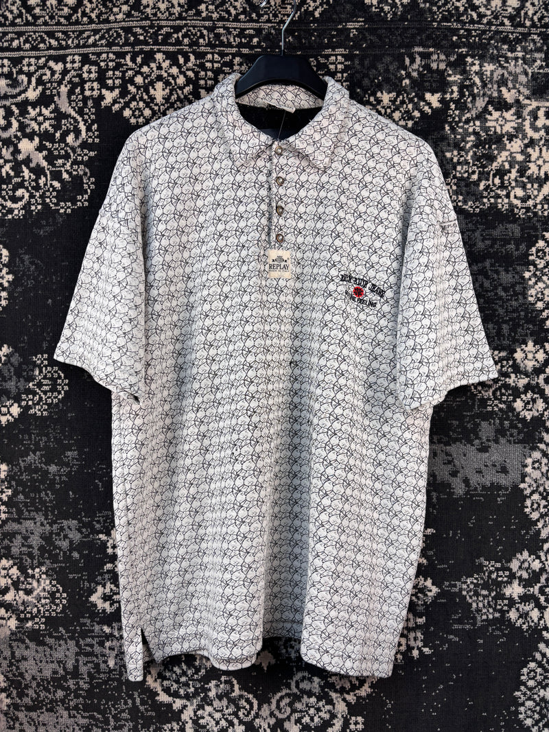Men's Vintage Replay White Patterned Polo T-Shirt