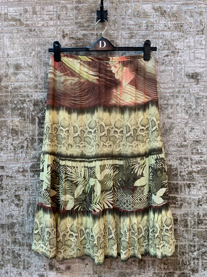 Y2K Womens Flowy Mixed Print Midi Skirt