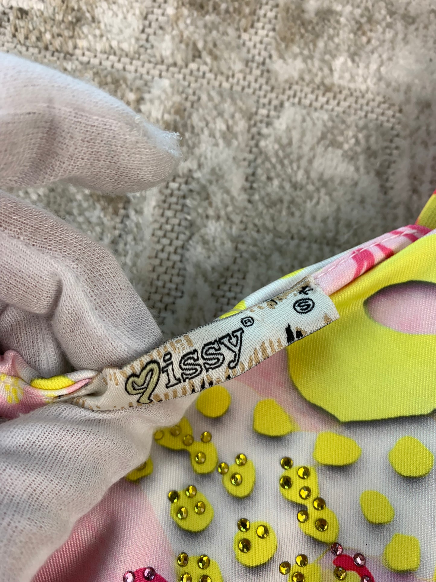 Missy Y2K Womens Pink Yellow Floral Graphic Midi Dress