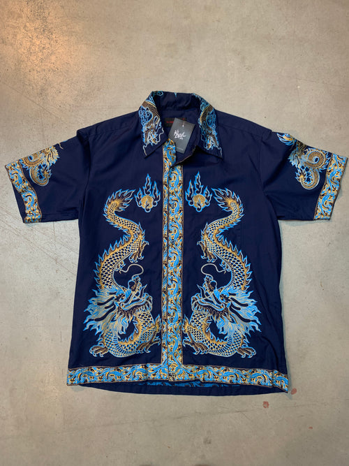 Vintage "for MAN of ACTION" Navy Blue Button Up Shirt