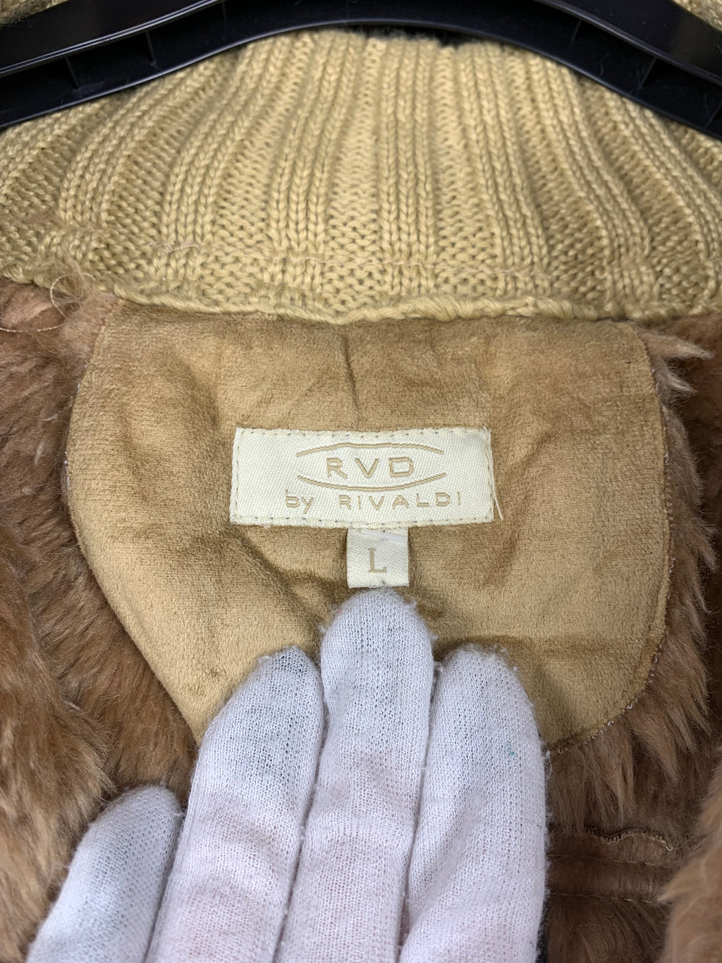 Women's Light Brown Suede Jacket with Ribbed Knit Sleeves and Collar