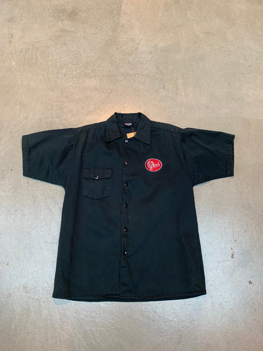 Opeth Black Work Shirt with Red Logo Patch