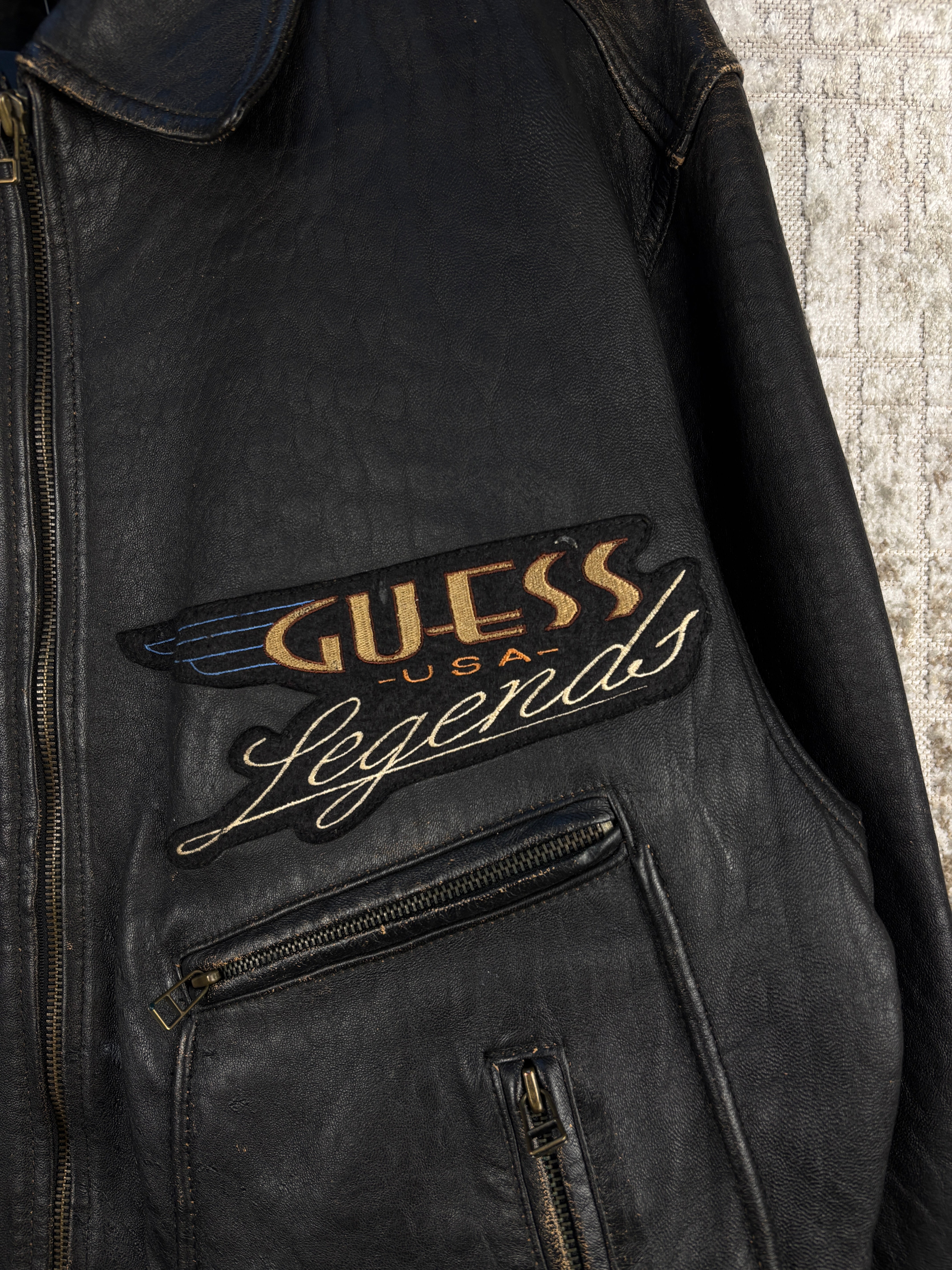 00s vintage GUESS レザージャケット　archive New Old Stock Vintage Guess Men's leather jacket. GUESS Medium | eBay