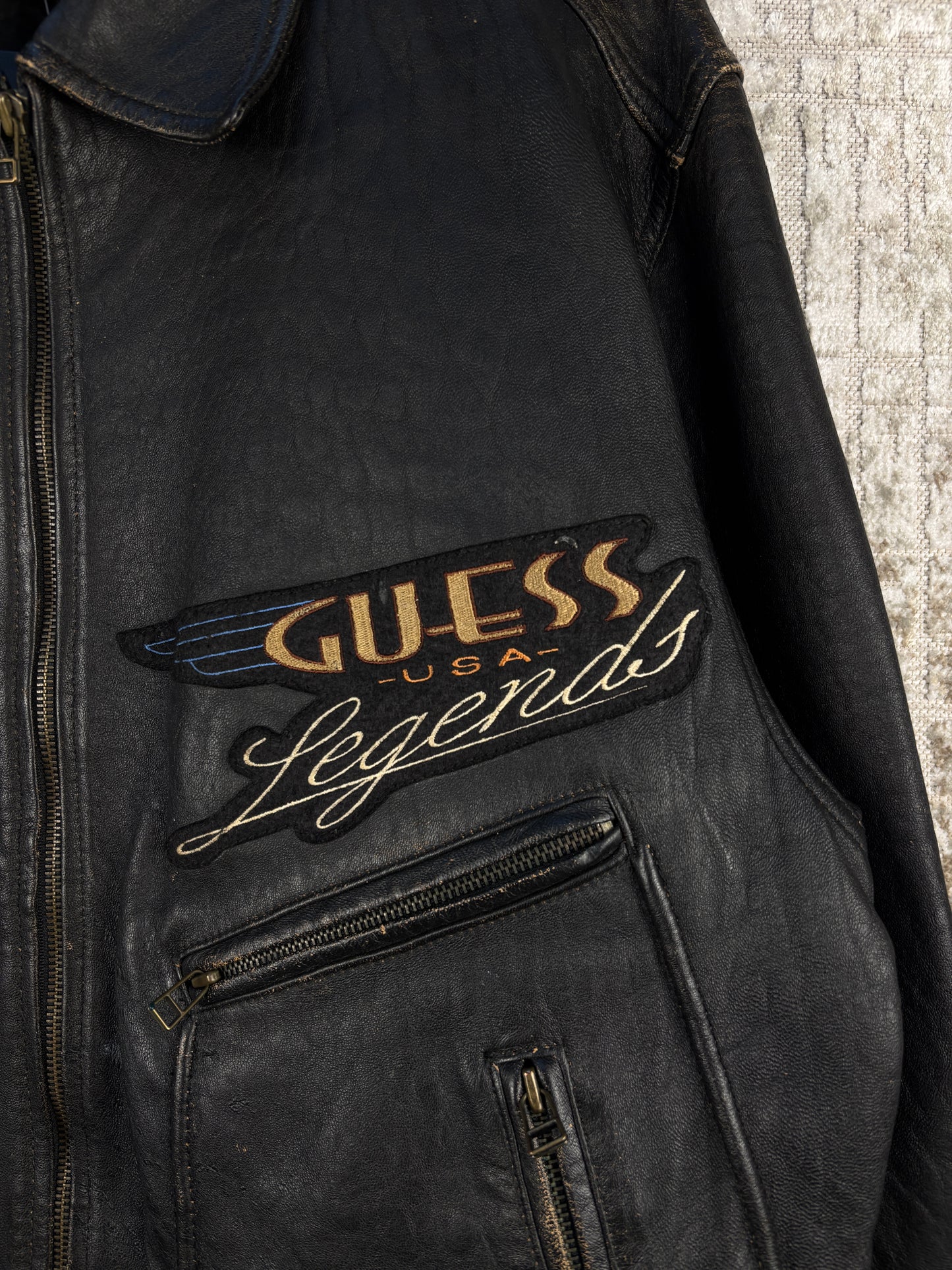Men's Vintage Guess USA Legends Leather Jacket