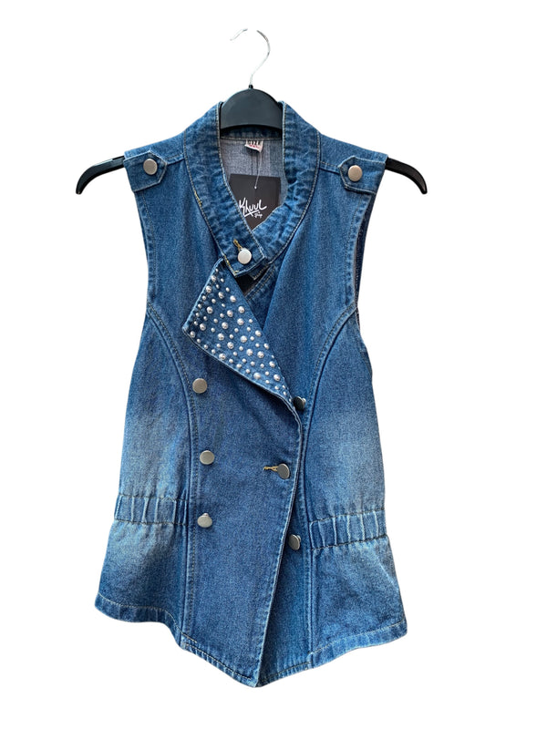 Studded Collar Denim Vest