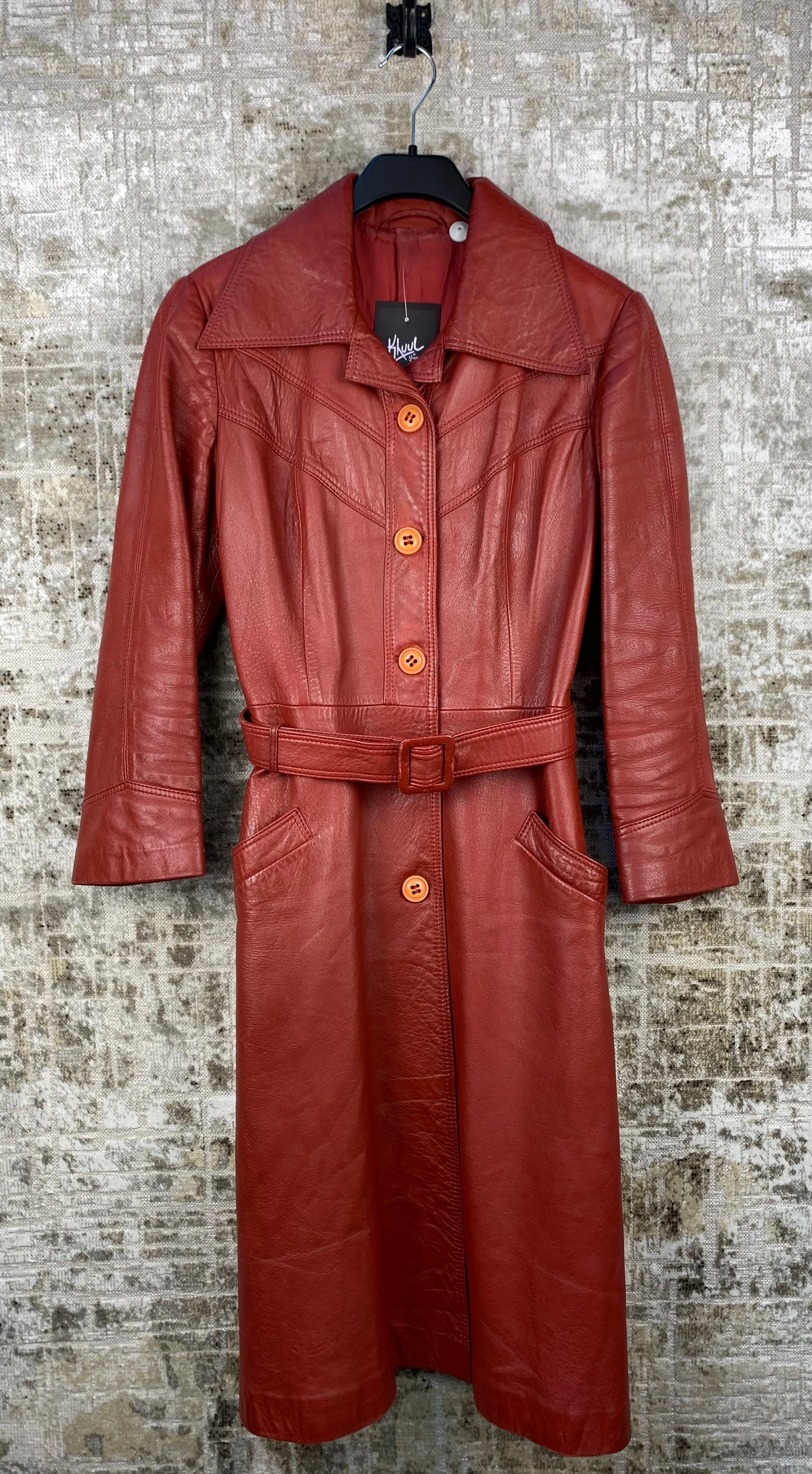 Womens Red Leather Coat