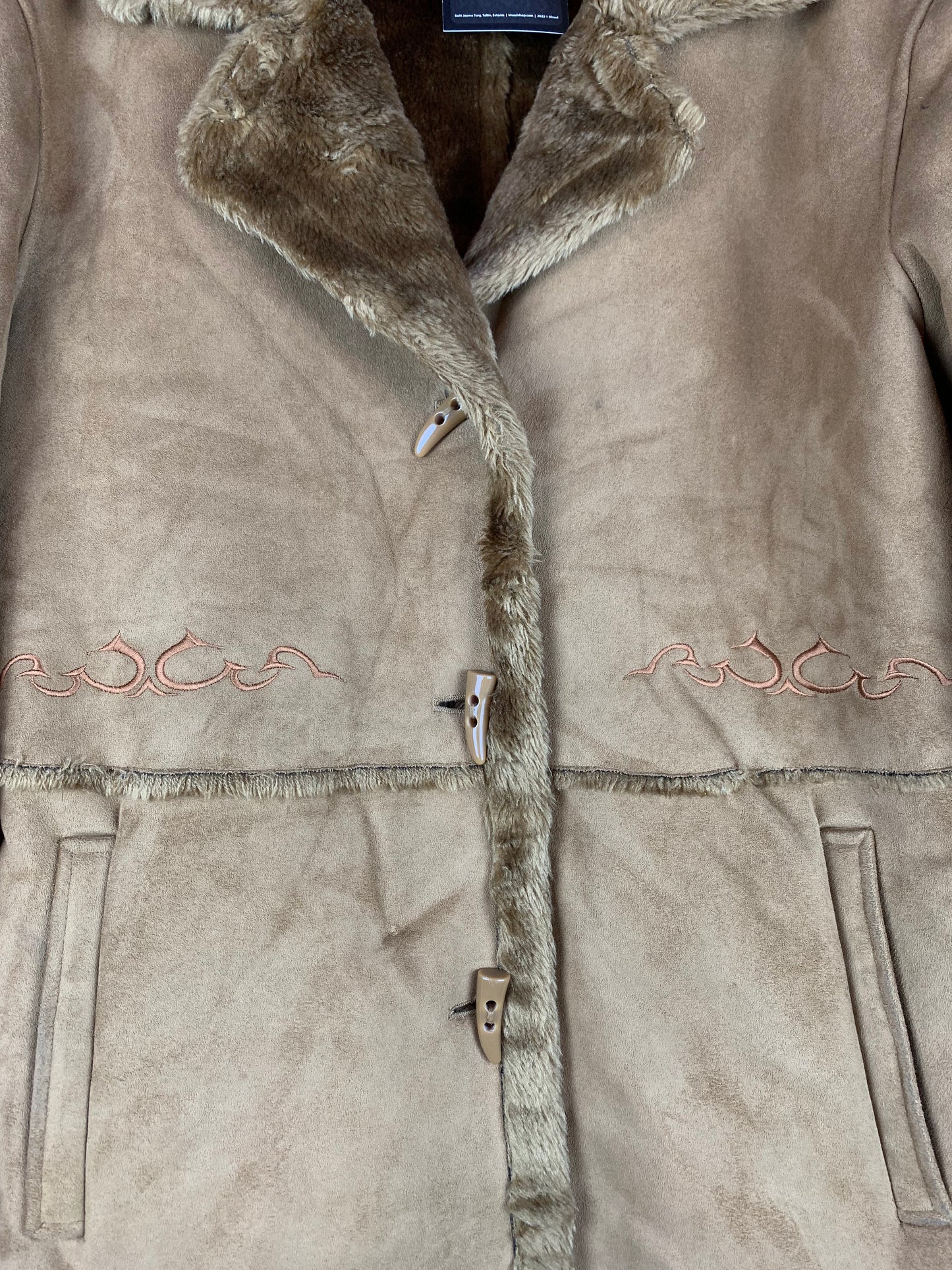 Vintage Punto Roma Faux Suede Shearling Duffle Jacket for Women