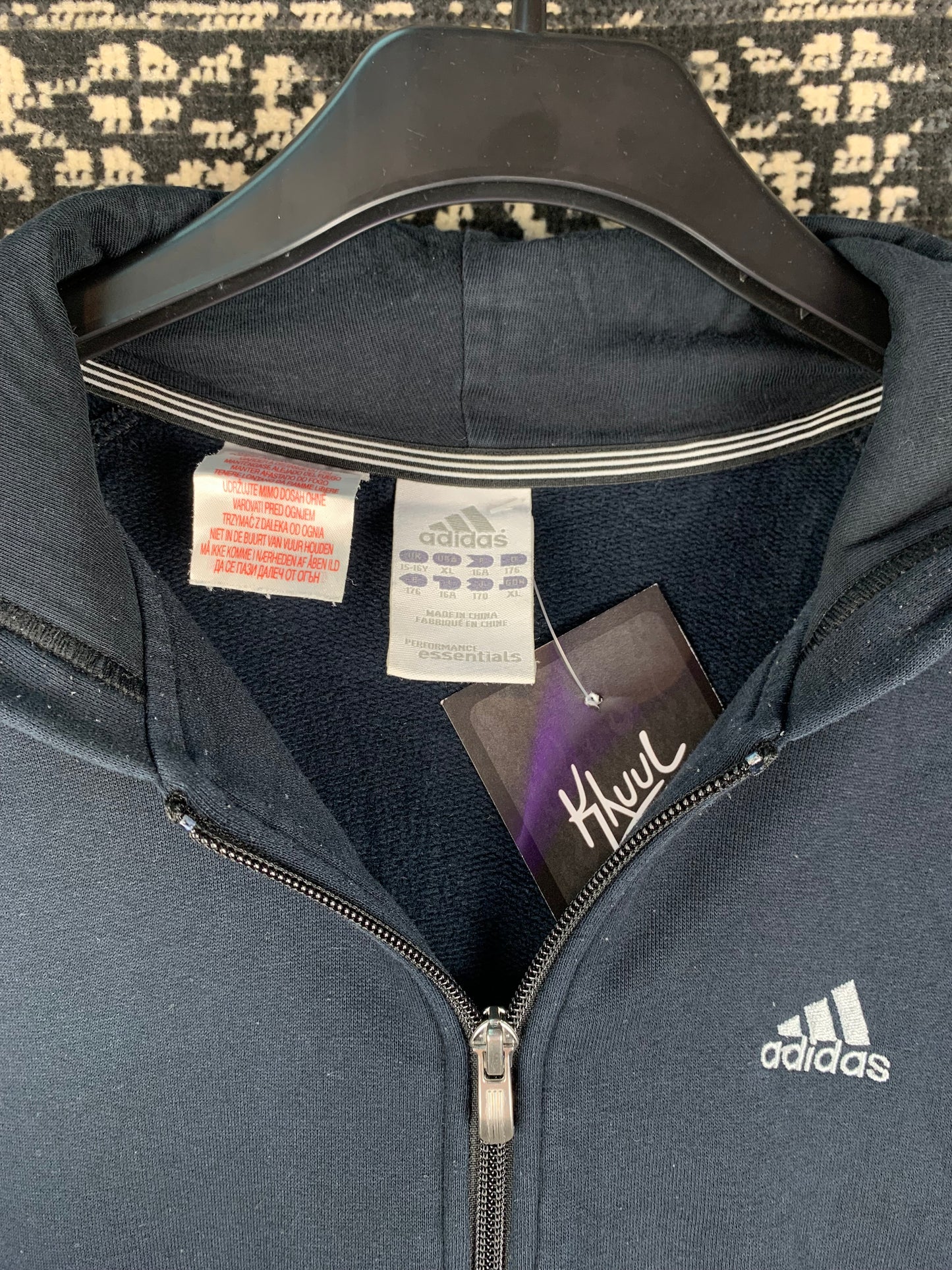 Men's Vintage Adidas Black Zip-Up Hoodie