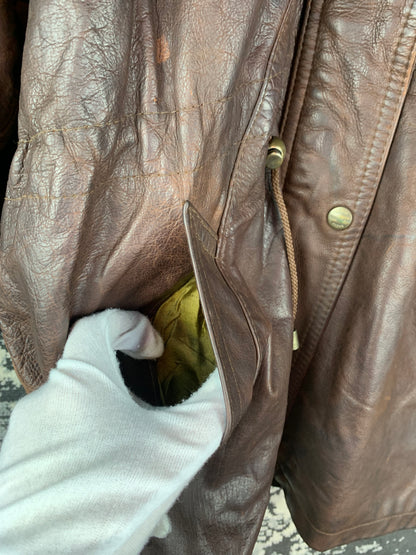 Men's Vintage Dark Brown Leather Trench Coat