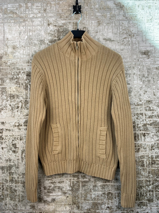 Men's Y2K Beige Knit Zip Sweater