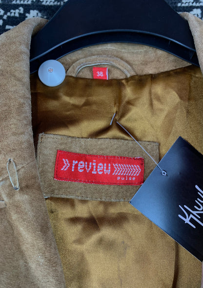Womens Vintage Review Tan Suede Boho Blazer