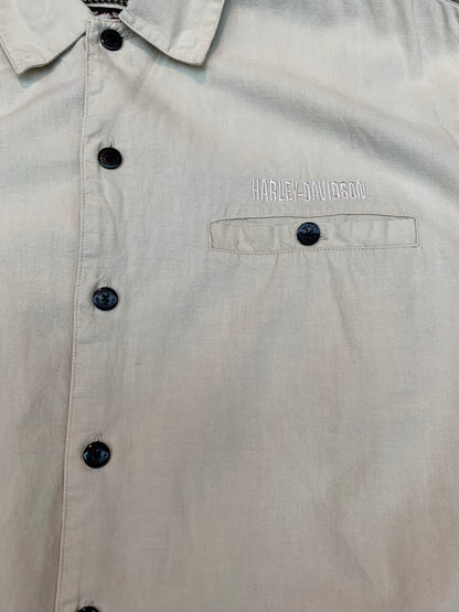 Harley-Davidson Beige Short Sleeve Button-Up Shirt