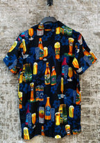 Mens Y2K V.H.O Hawaiian Multicolor Button Up Shirt