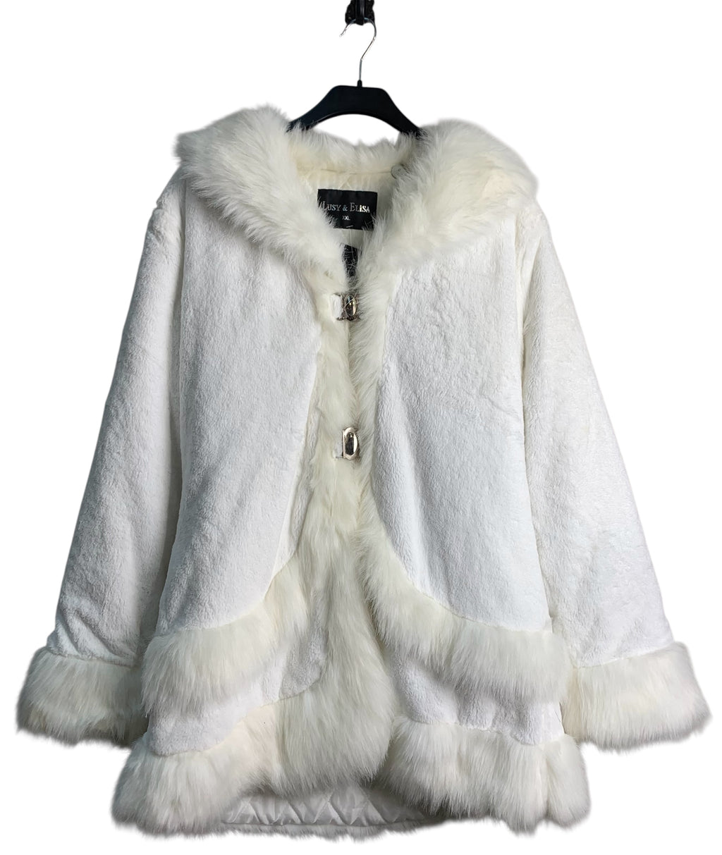 Lusy & Elisa Faux Fur Trim Coat