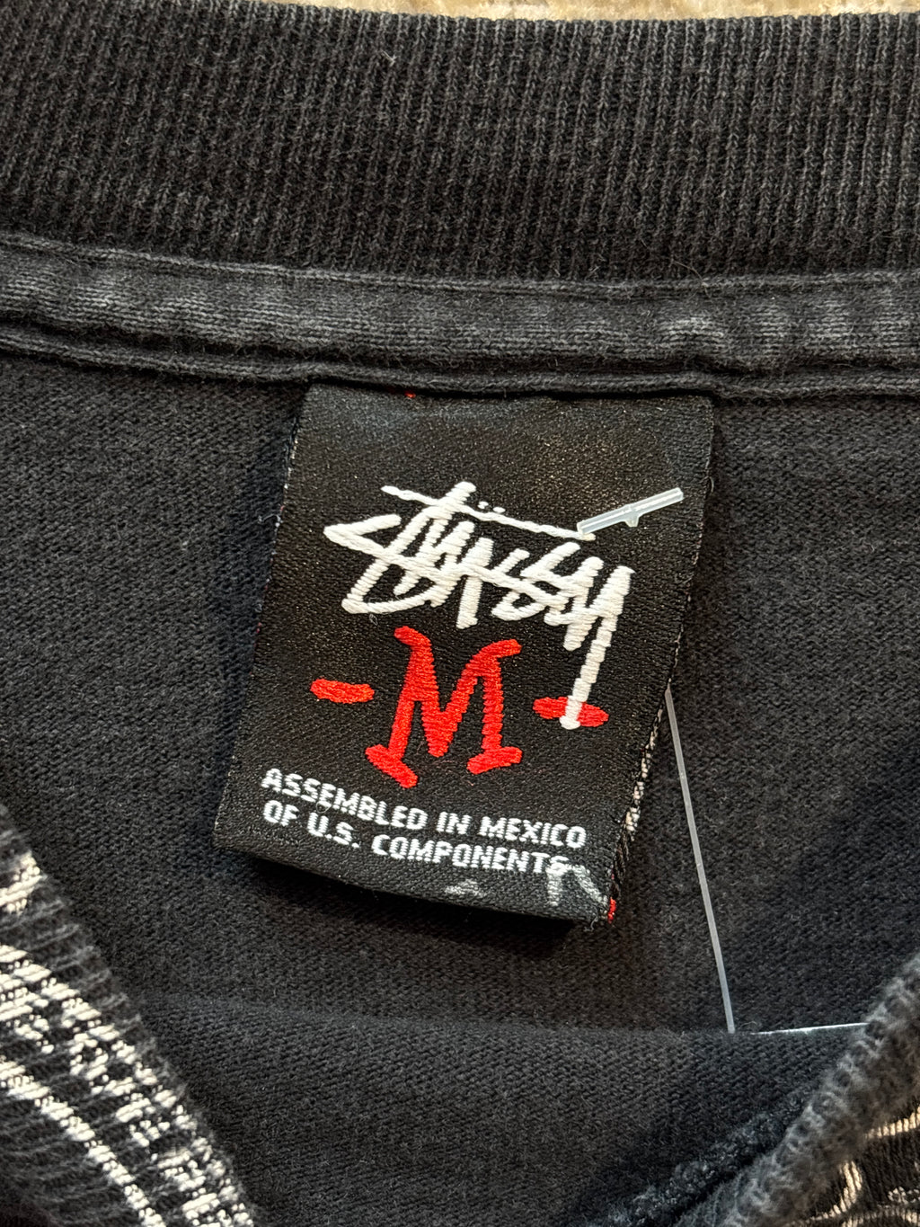 Mens Vintage Stüssy All Over Gear Print T Shirt
