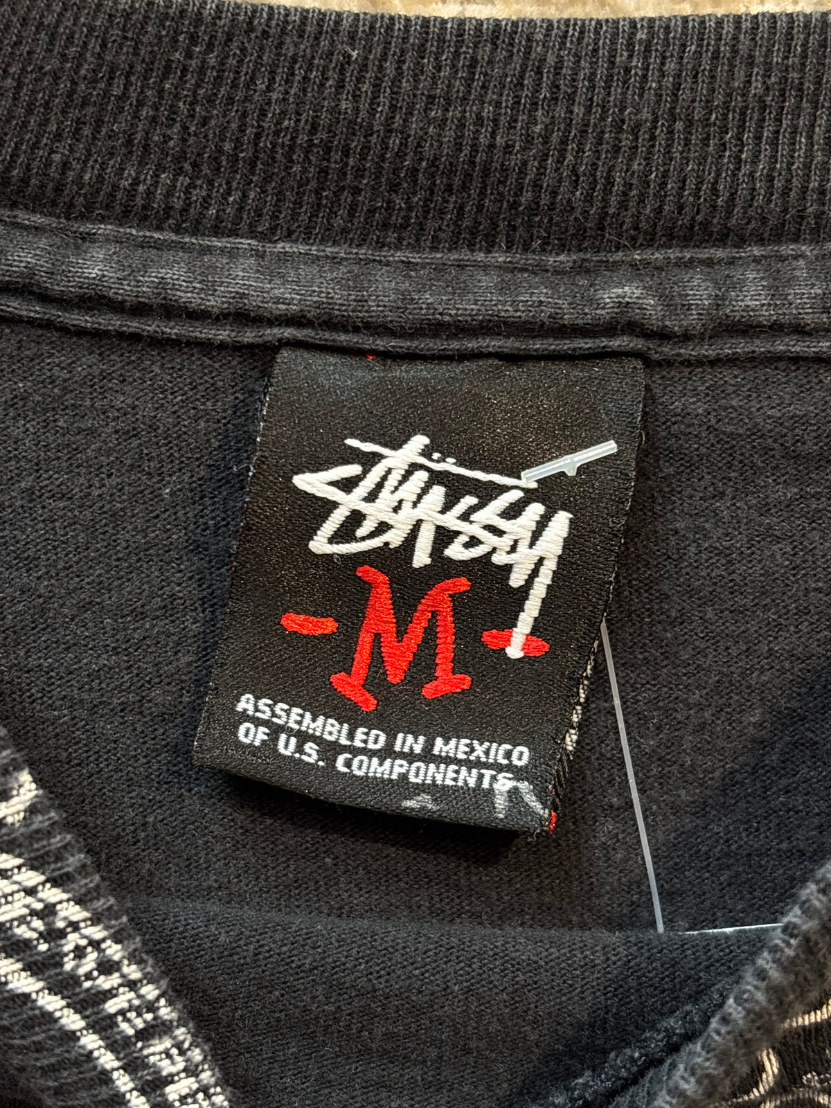 Mens Vintage Stüssy All Over Gear Print T Shirt