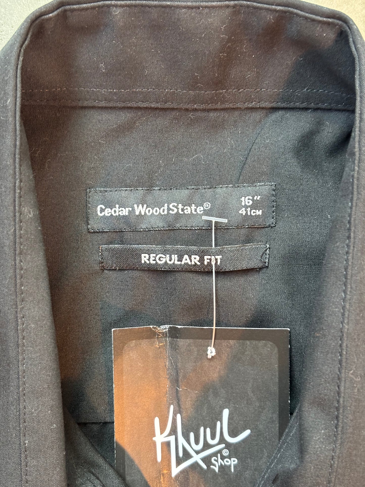Cedar Wood State Black Button Up Shirt