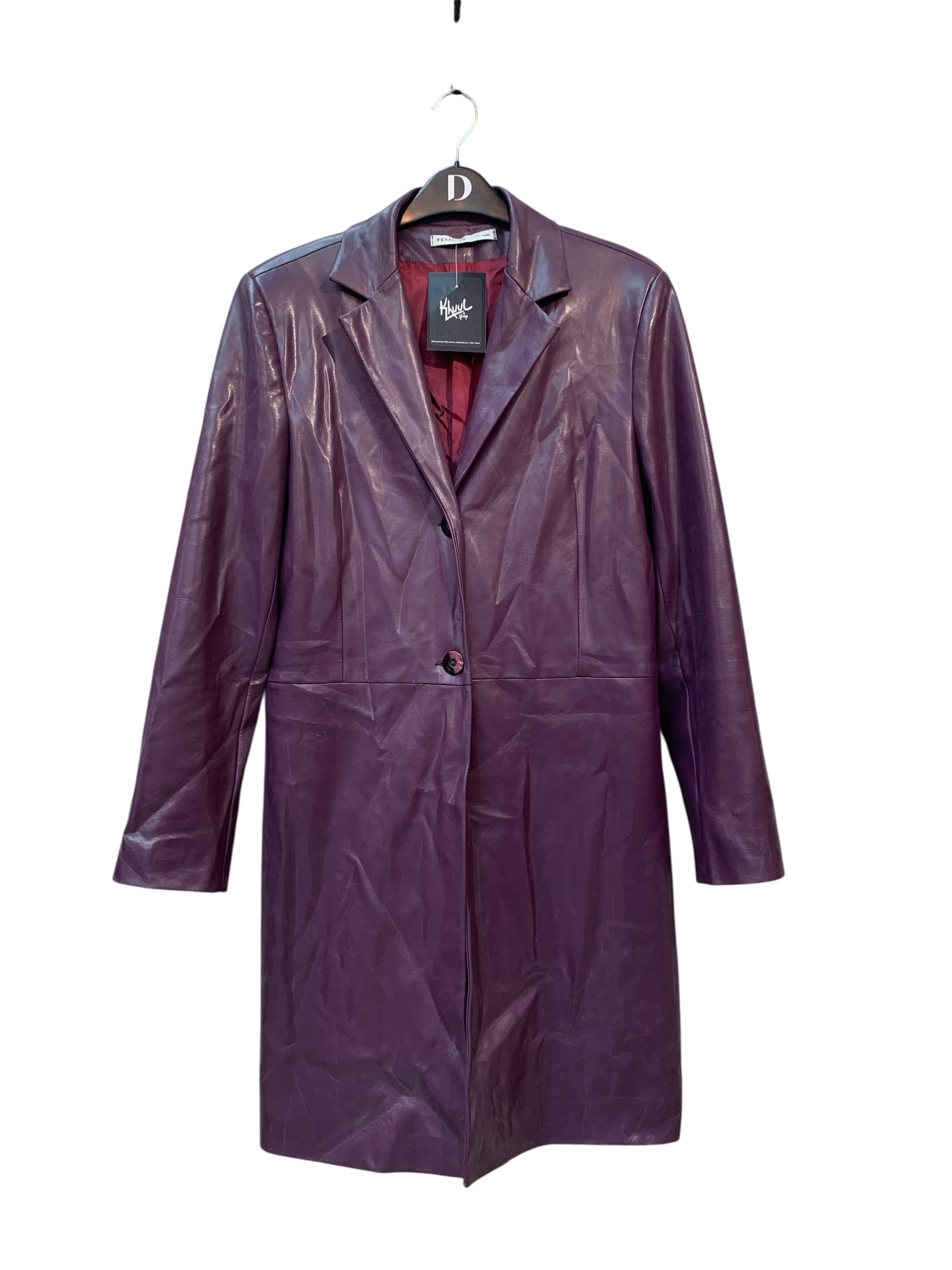 Femme by Paris Purple Leather-Look Longline Coat