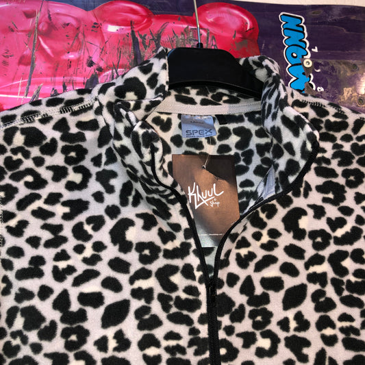 Y2K Leopard Print Zip Up