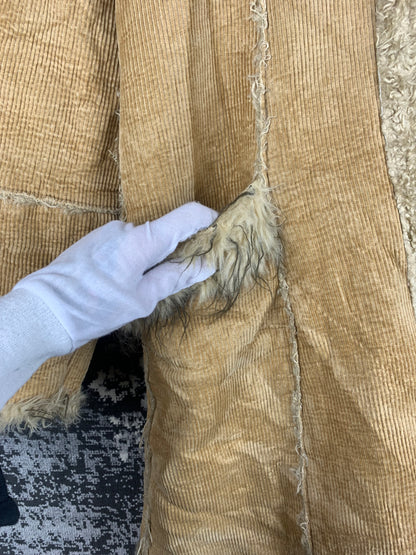 Women's Y2K Light Brown Long Corduroy Coat