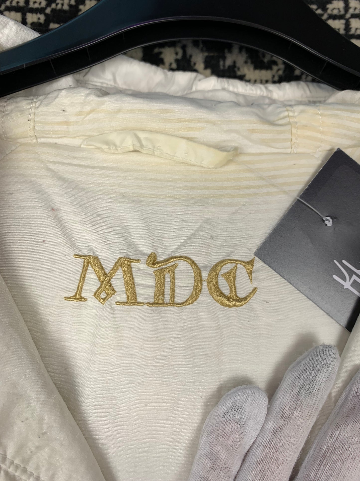 Women's Y2K White and Gold MDC Hooded Windbreaker Jacket