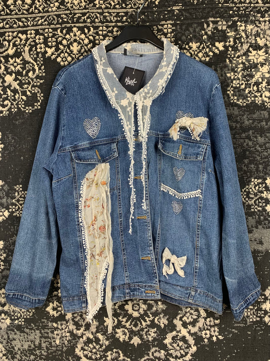 Demin&Co Blue Jean Jacket with Lace Details