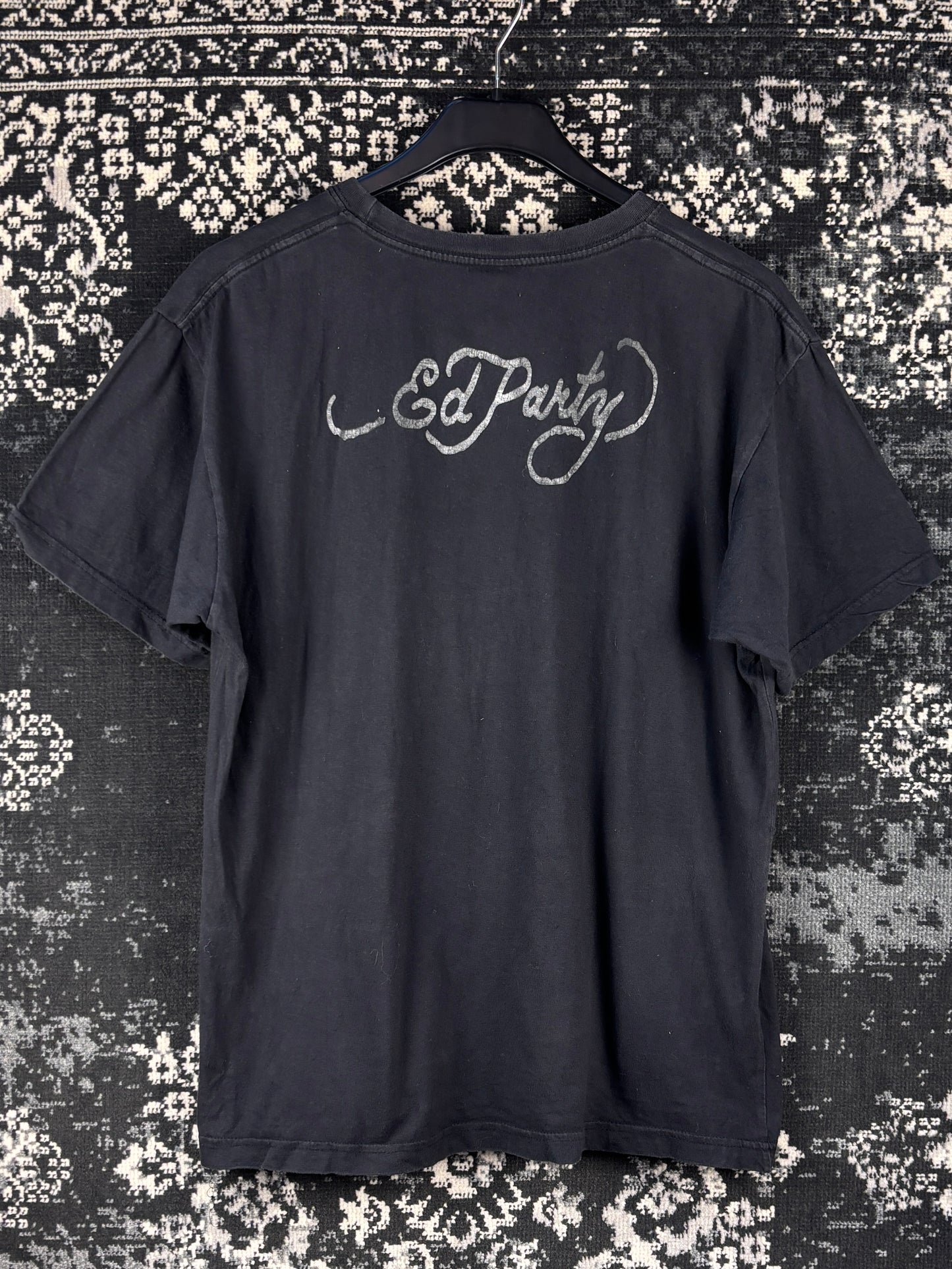 Men's Y2K Megarena Ed Hardy Style Black Graphic T-Shirt