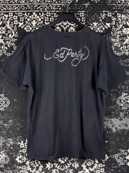 Men's Y2K Megarena Ed Hardy Style Black Graphic T-Shirt