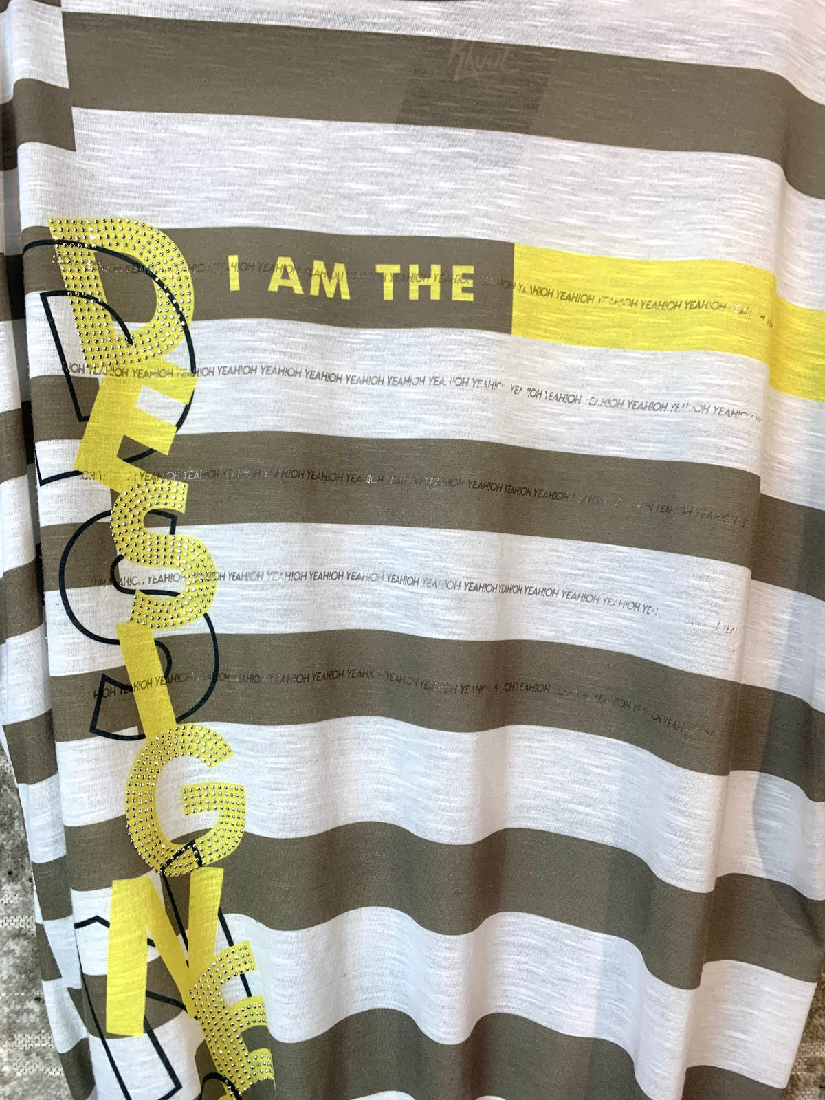 Liberty Woman Striped Slogan Top