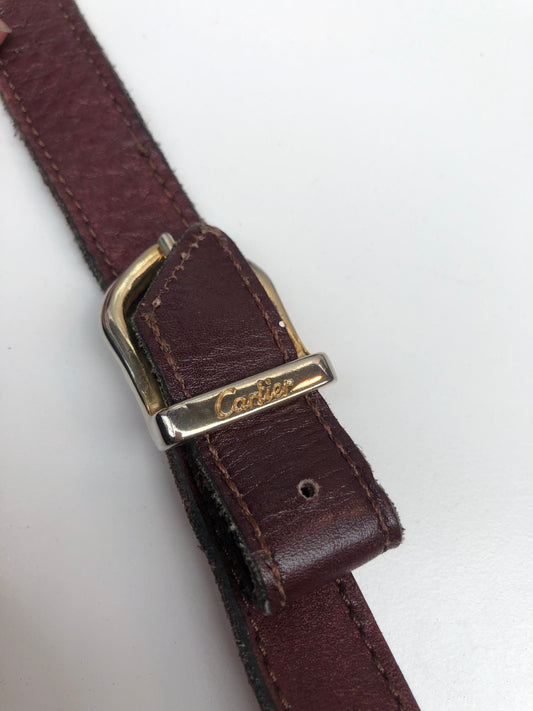 Vintage Cartier Shoulder Bag In Burgundy Leather