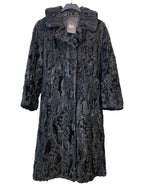 Vintage Black Astrakhan Fur Longline Coat