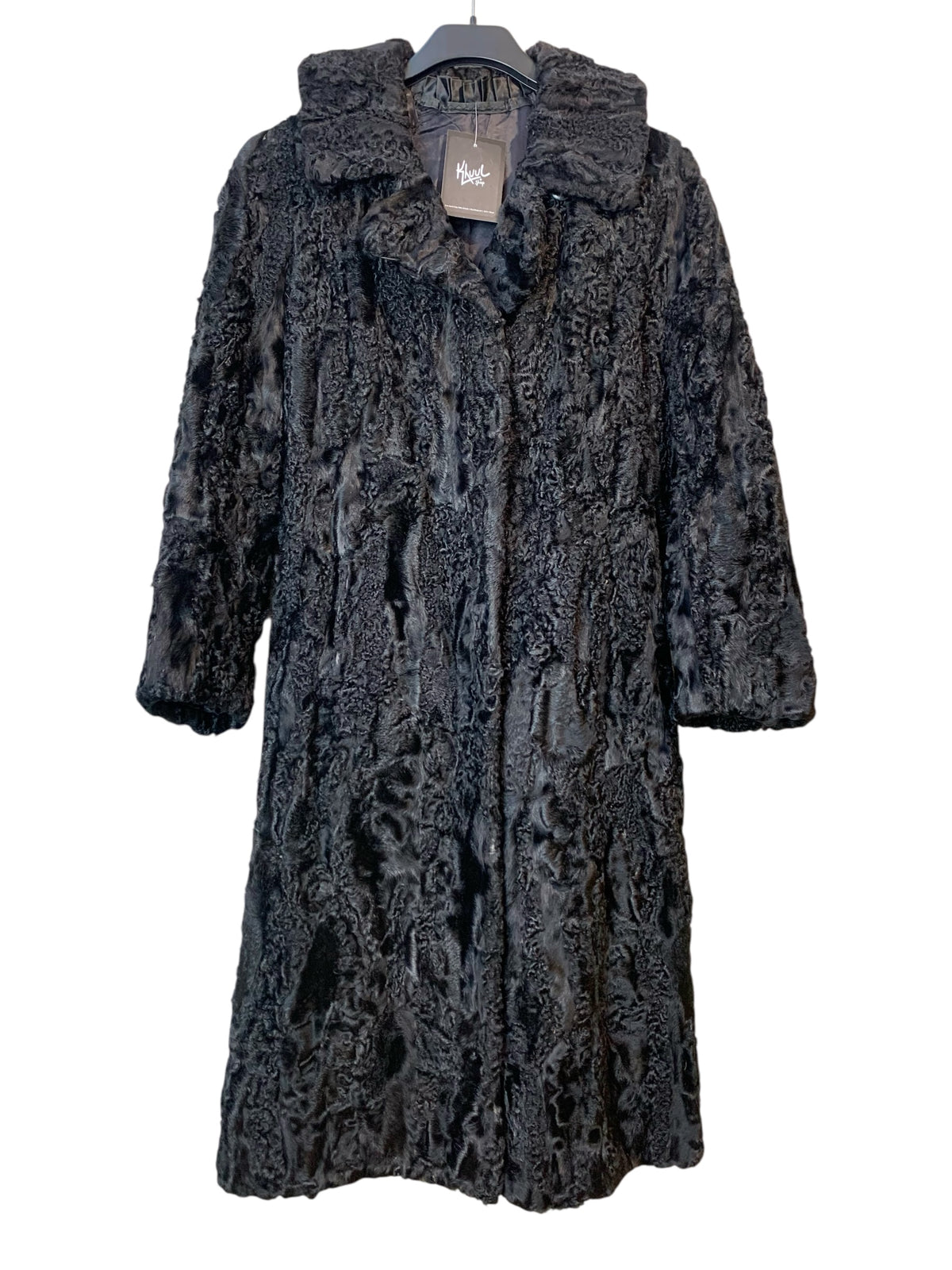 Vintage Black Astrakhan Fur Longline Coat