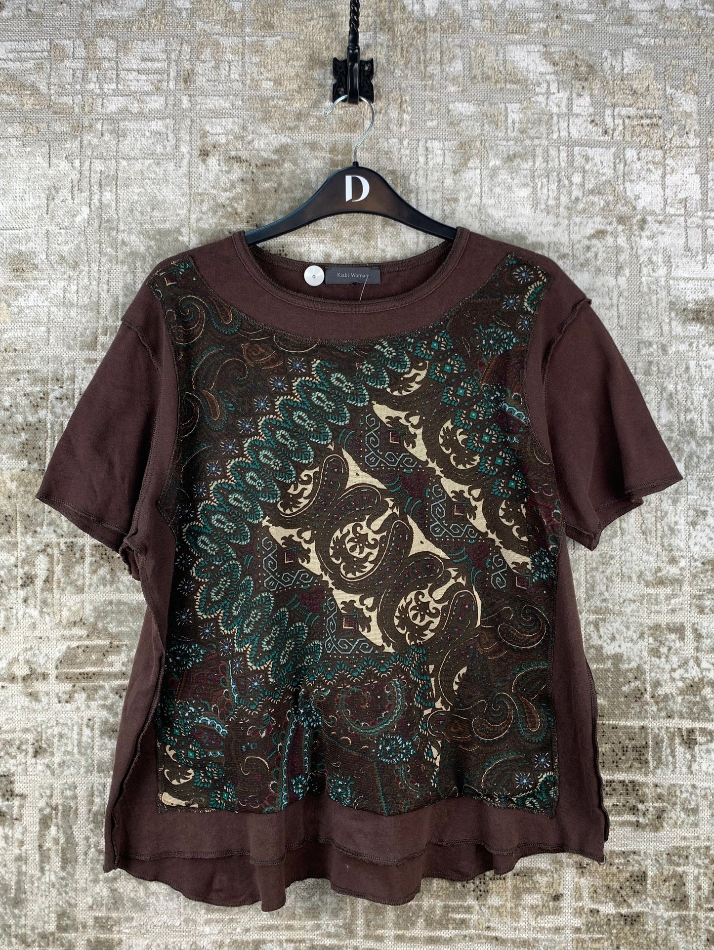 Womens Y2K Paisley Patchwork Top