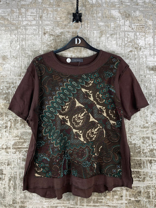 Womens Y2K Paisley Patchwork Top