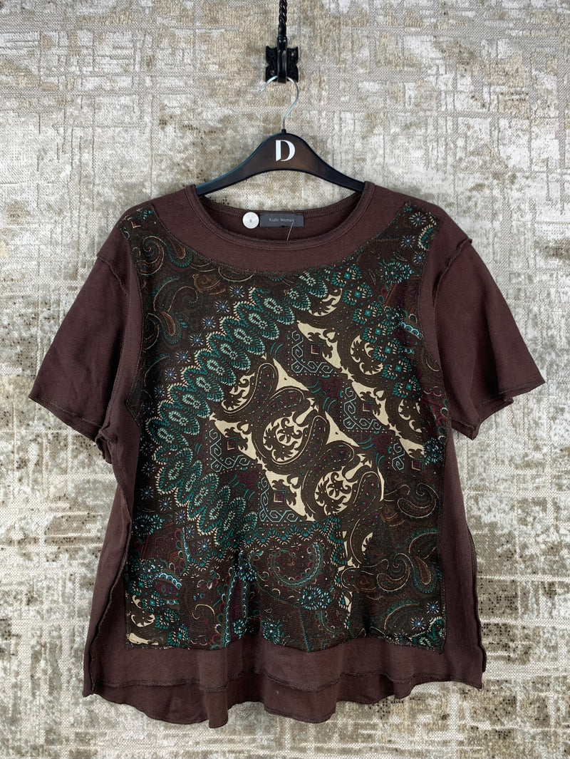 Womens Y2K Paisley Patchwork Top