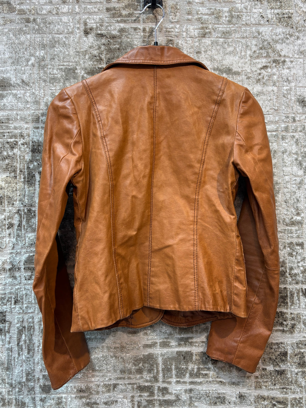 Blend Caramel Brown Leather Blazer Jacket