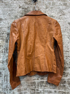 Blend Caramel Brown Leather Blazer Jacket