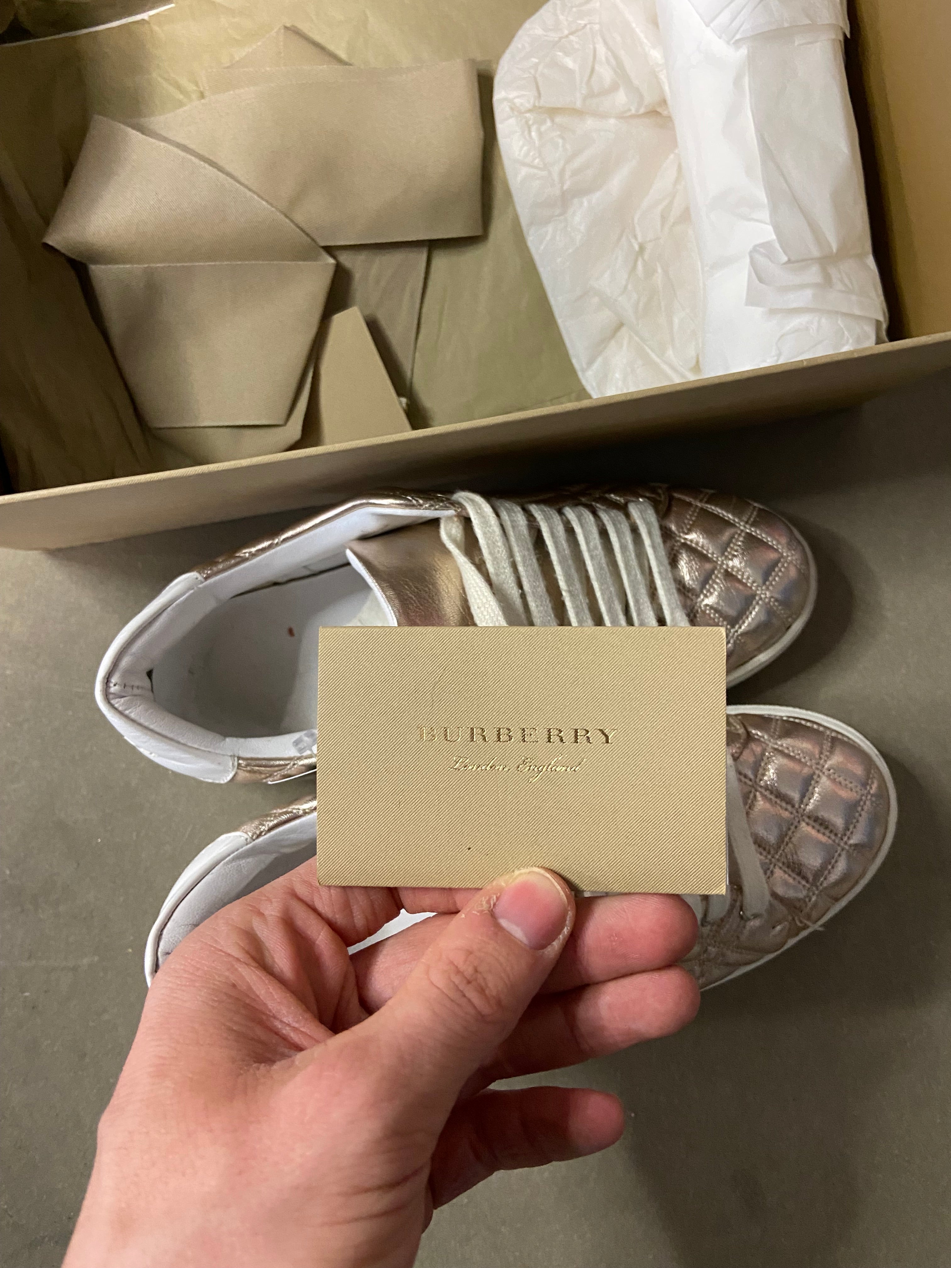 Burberry Shoes Womens EU35 Sneakers Beige Luxury Used With Box